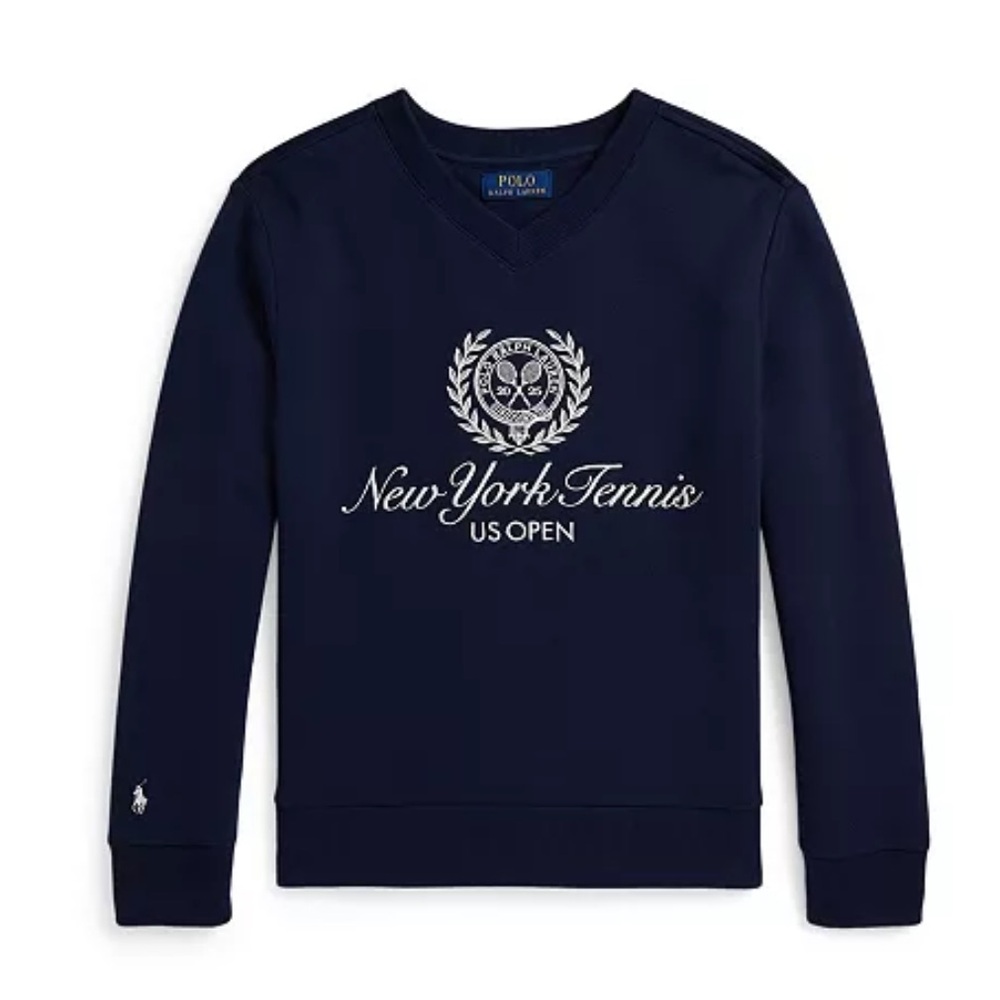 NWT Boys Ralph Lauren US Open Navy Fleece Sweater - Size L